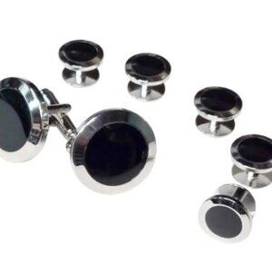 Jet Black 7/8 Inch (17mm) Wide Band links. 1/4 inch wide (8mm) Studs (5)studs